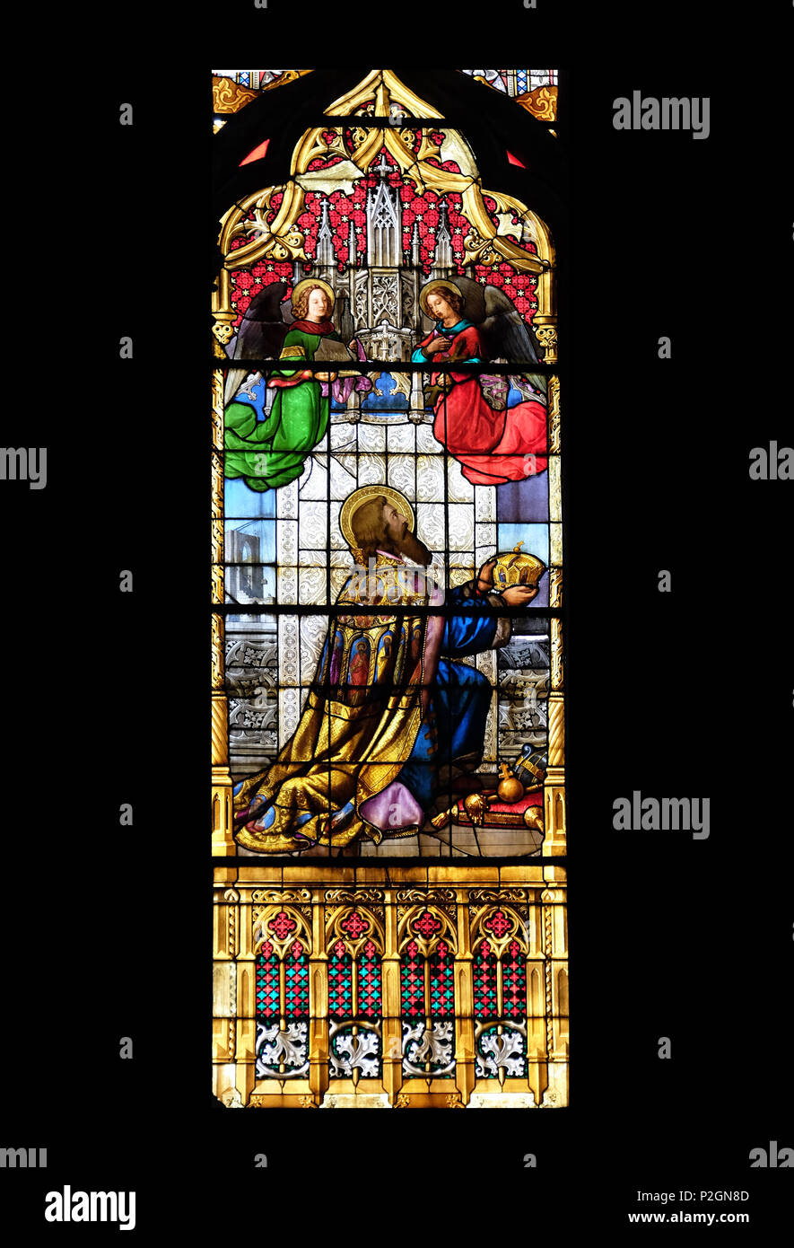 Saint Stephen of Hungary, stained glass in Zagreb cathedral dedicated ...
