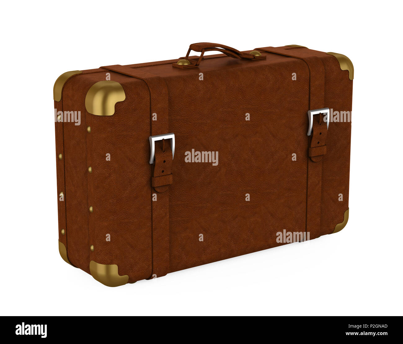 Vintage Leather Suitcase Isolated Stock Photo - Alamy