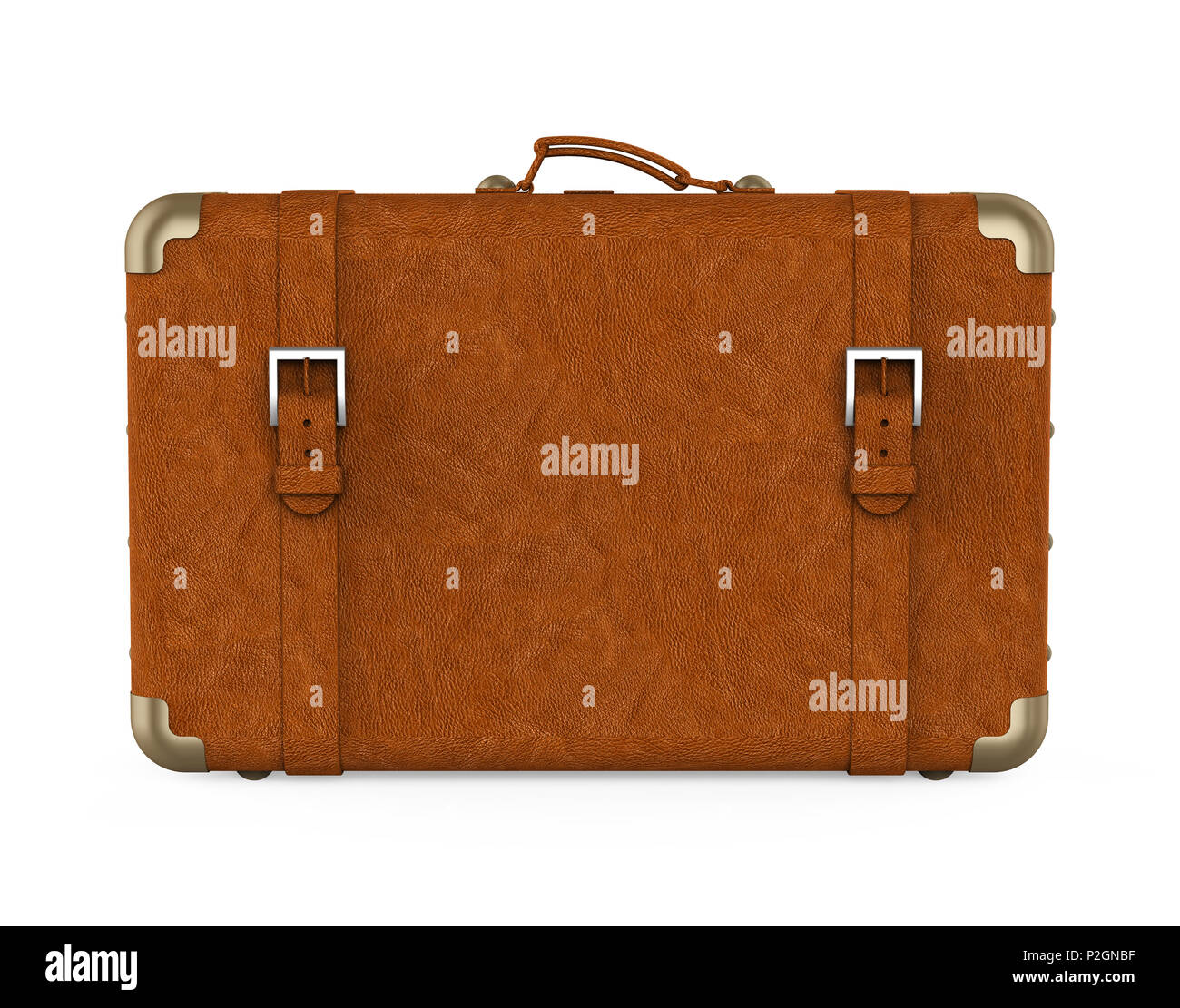 Vintage Leather Suitcase Isolated Stock Photo - Alamy