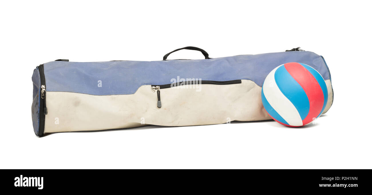 Old dirty volleyball bag, isolated on white Stock Photo Alamy