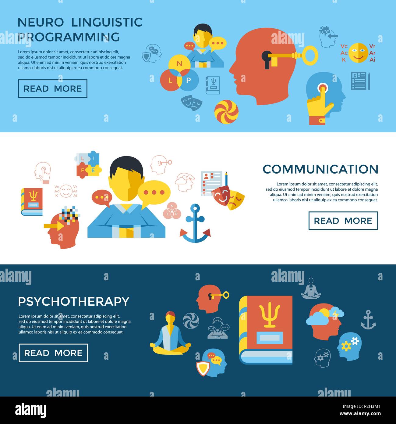 Digital vector neuro linguistic programming icon set infogprahics Stock Vector