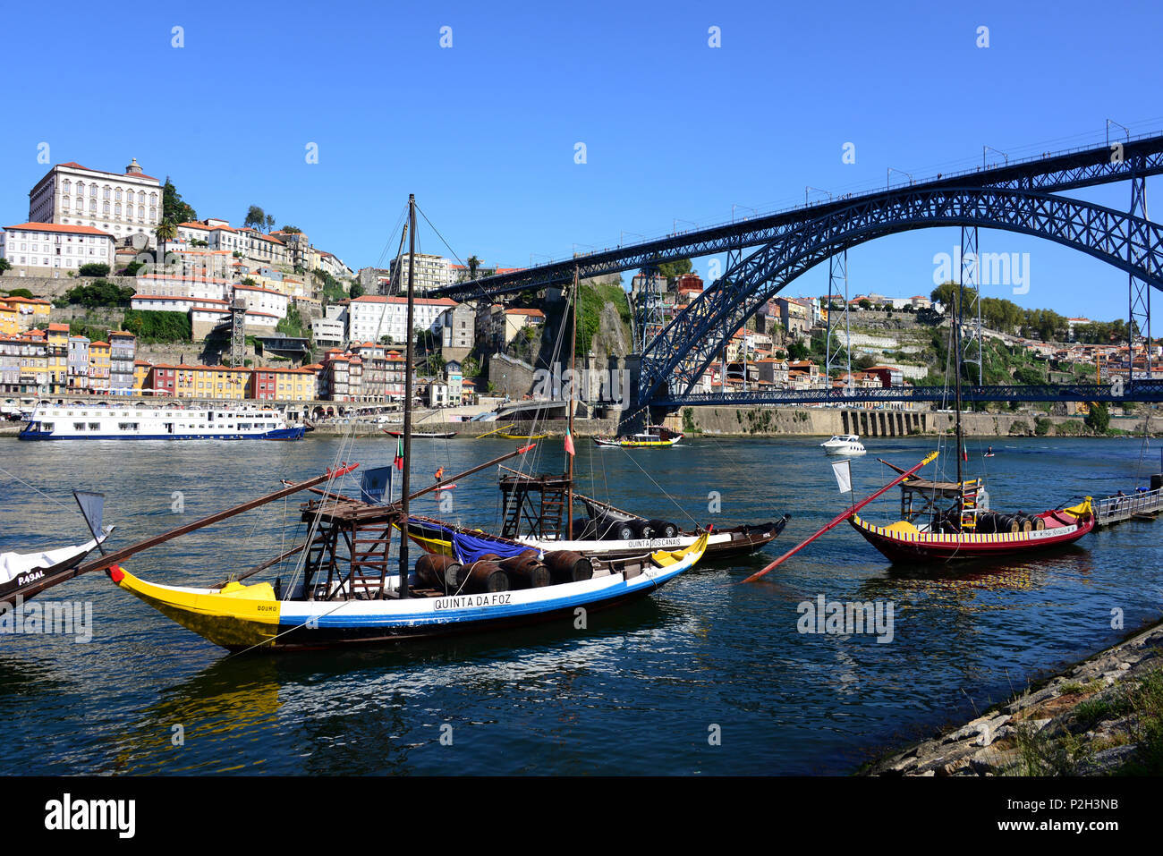 At the Ponte Luis over Rio Douro, Porto, Portugal Stock Photo