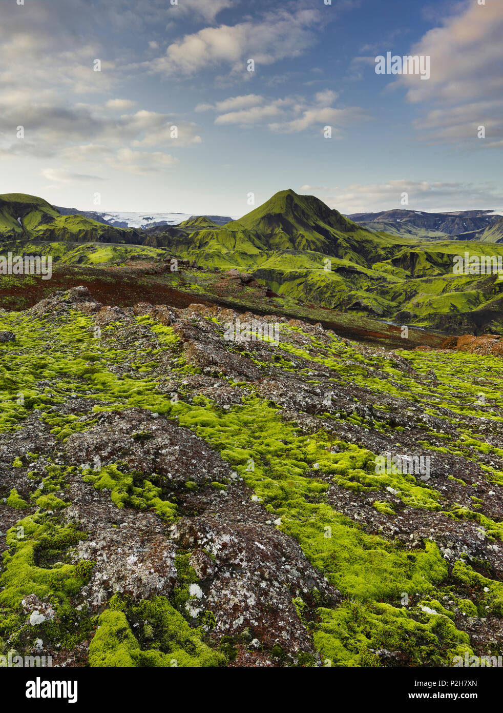 Mountain landscape, Rjupnafell, Myrdalsjoekull, Fjallabak, South Island, Island Stock Photo
