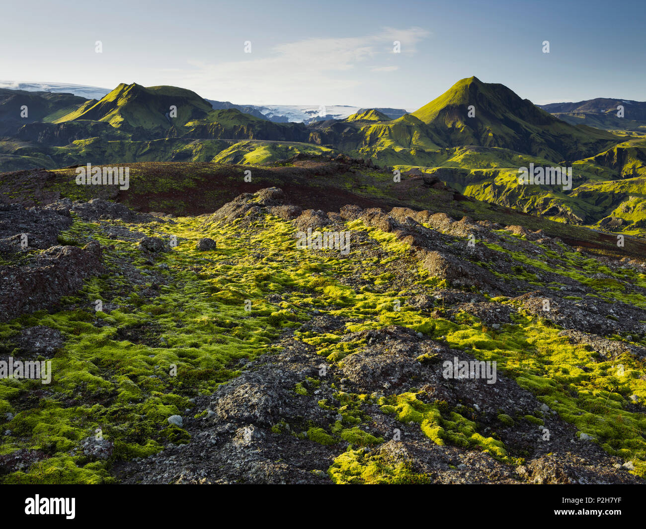 Mountain landscape, Rjupnafell, Myrdalsjoekull, Fjallabak, South Island, Island Stock Photo