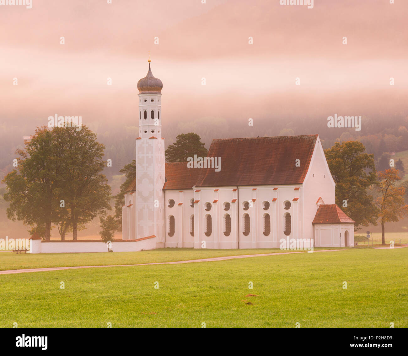 Church of St. Coloman, Fuessen, Allgaeu, Upper Bavaria, Bavaria, Germany Stock Photo