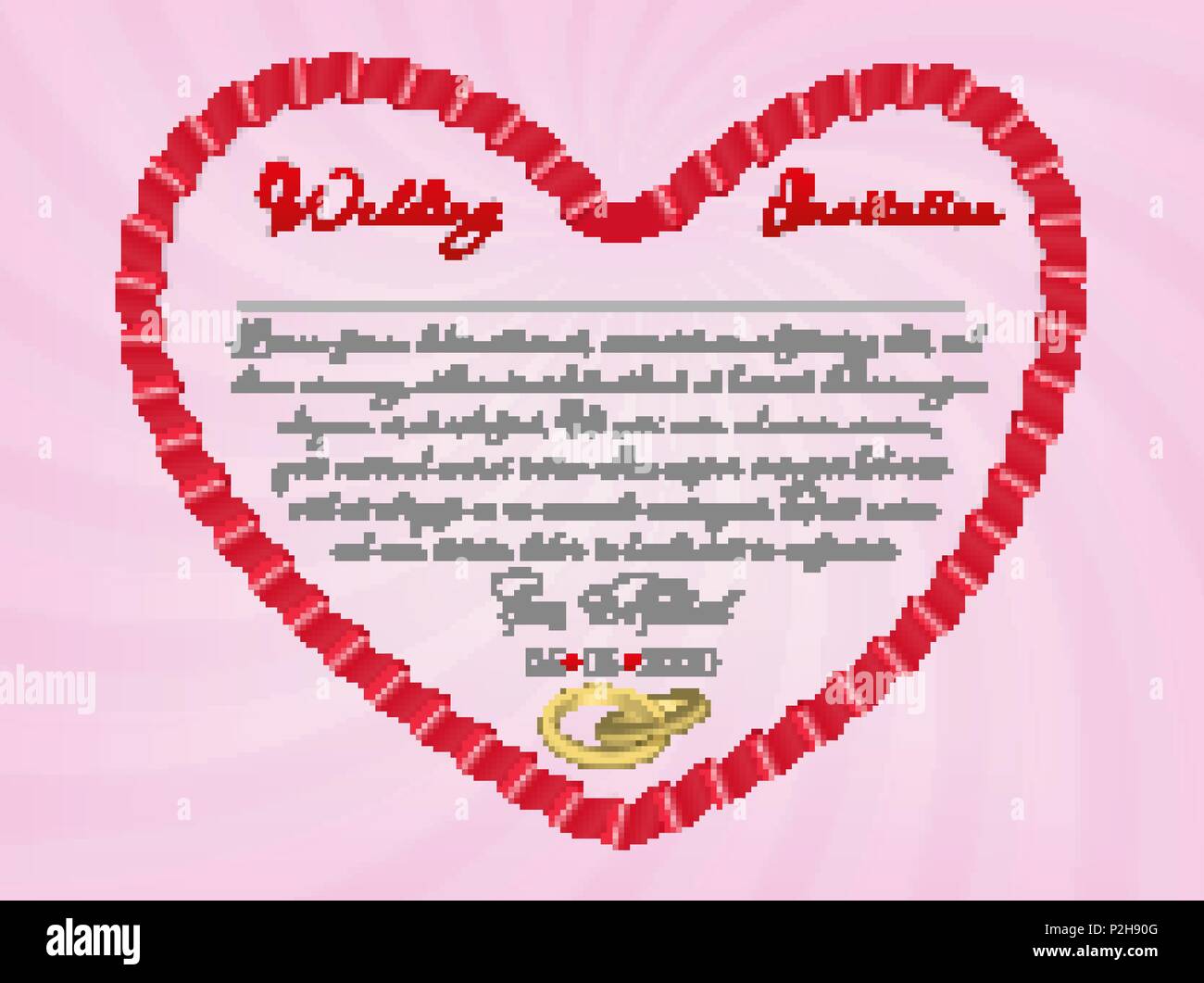 Wedding invitation or card with ribbon form of a heart. Vector Image ...