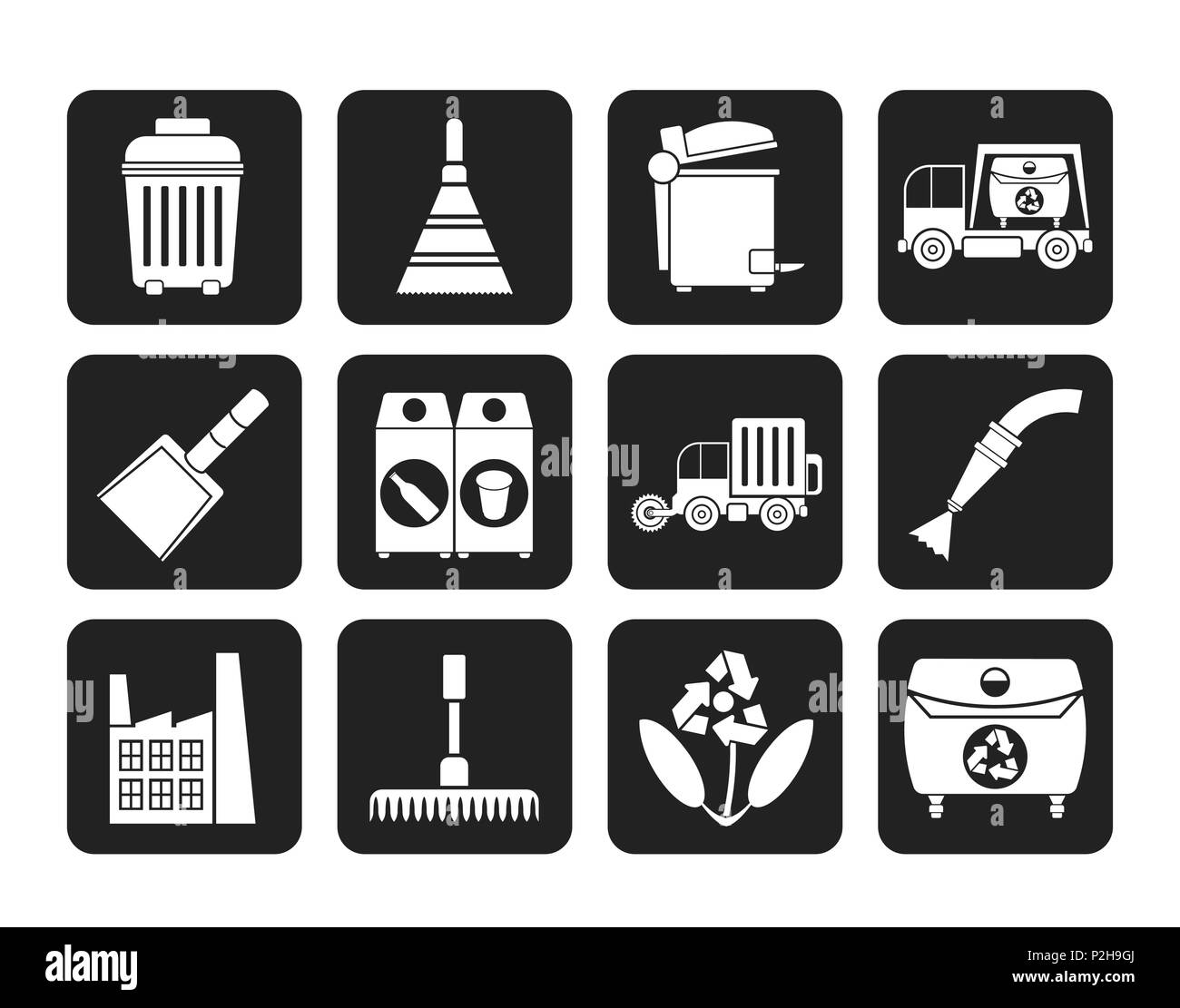 Silhouette Cleaning Industry and environment Icons - vector icon set Stock Vector