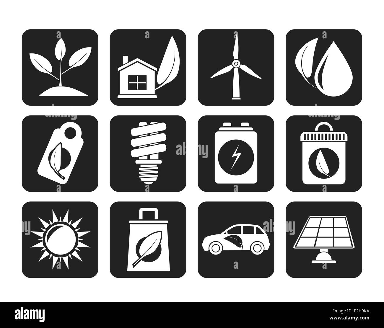 Silhouette Green and Environment Icons - vector icon set Stock Vector ...