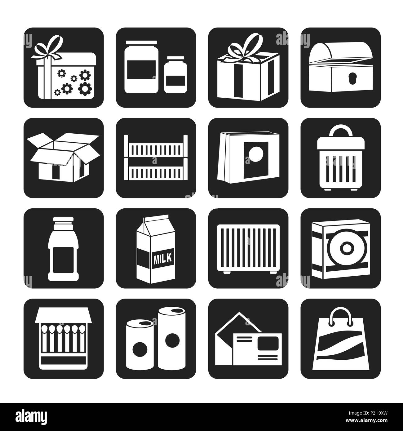 Silhouette different kind of package icons - vector icon set Stock Vector