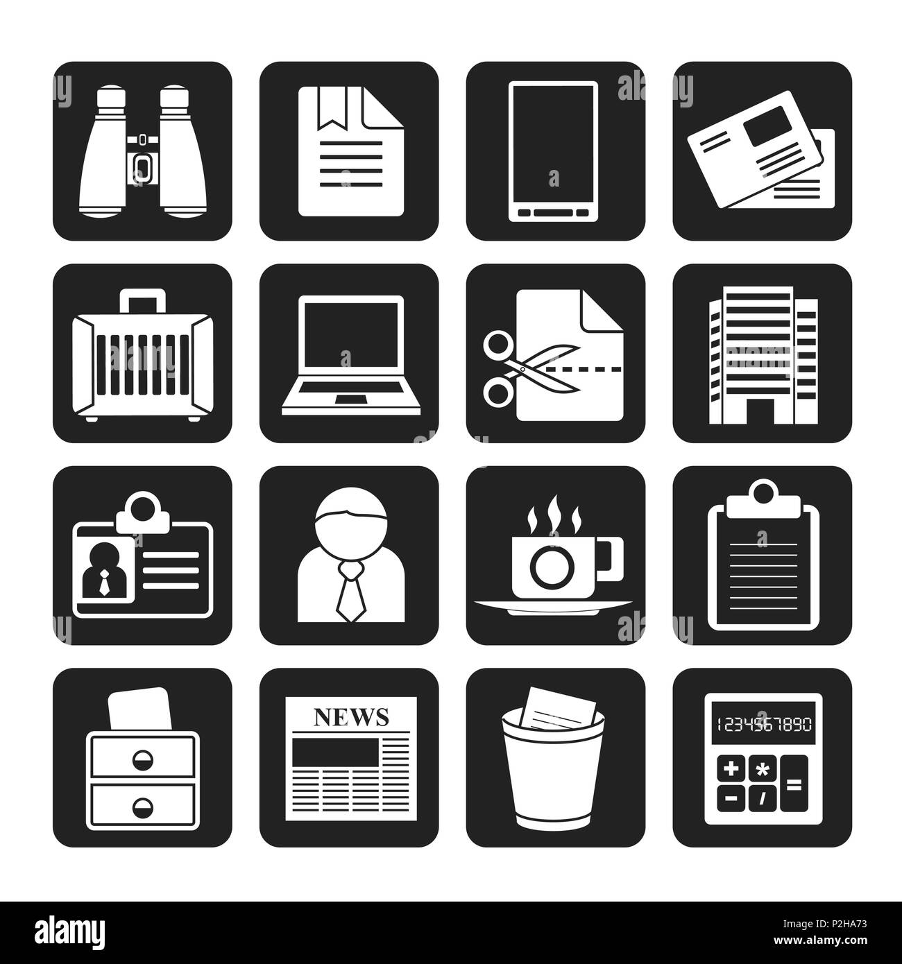 Silhouette Business and office elements icons - vector icon set Stock ...
