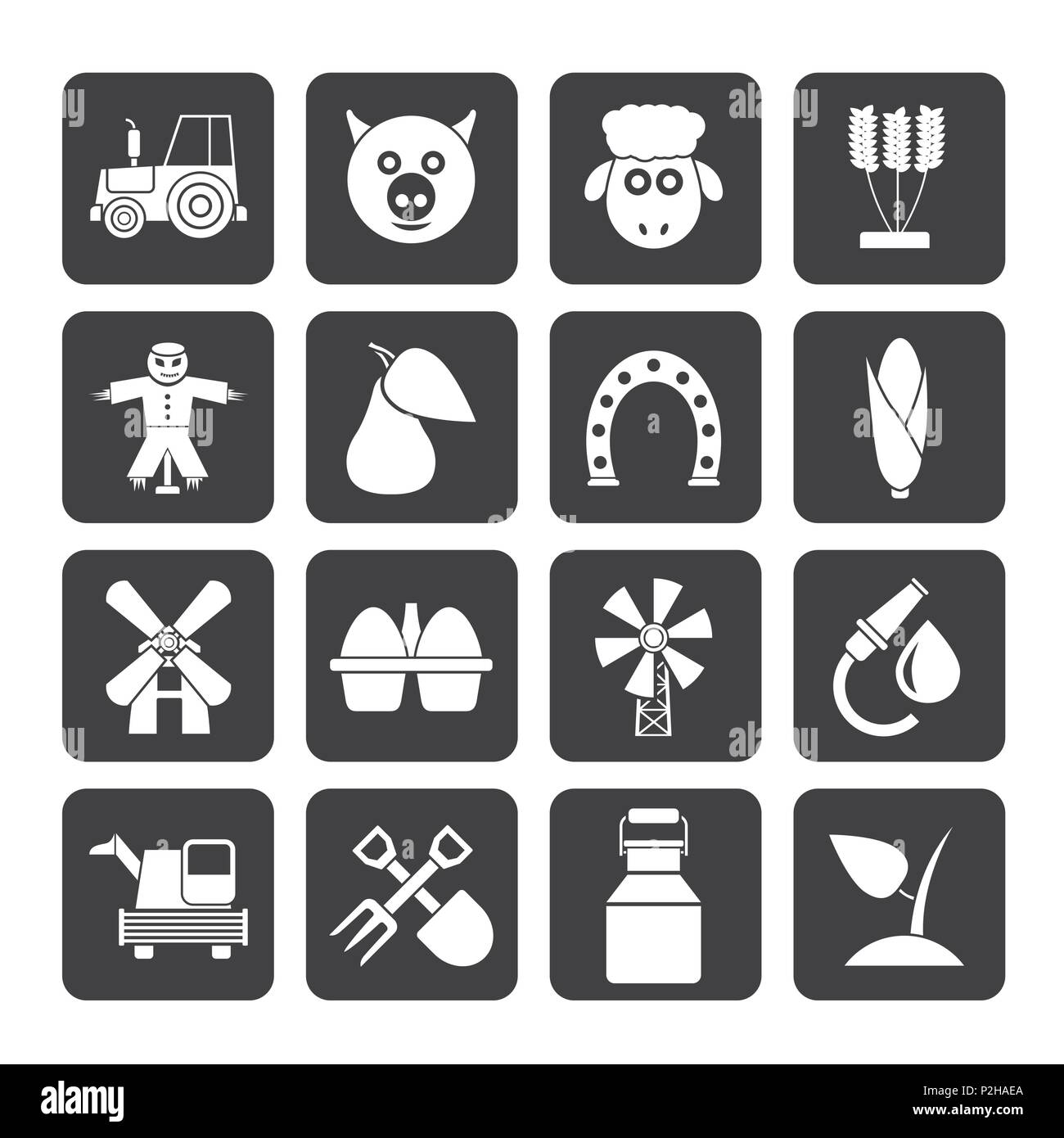 Silhouette Agriculture and farming icons - vector icon set Stock Vector ...