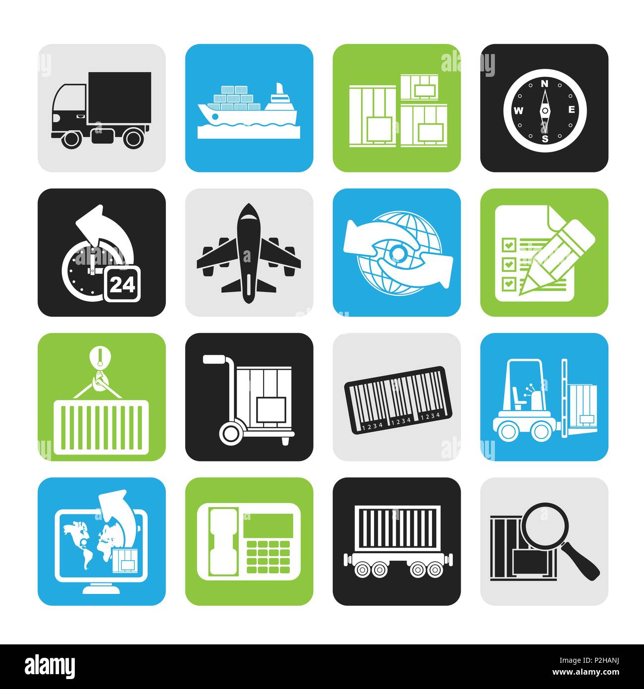 Silhouette shipping and logistics icons - vector icon set Stock Vector ...