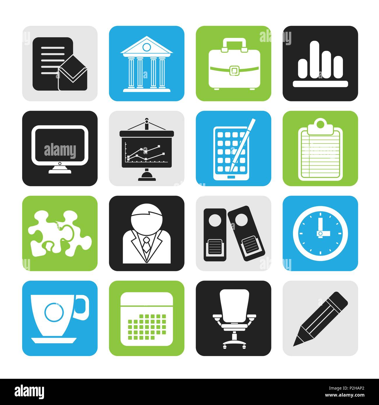 Silhouette Business and office icons - vector icon set Stock Vector ...
