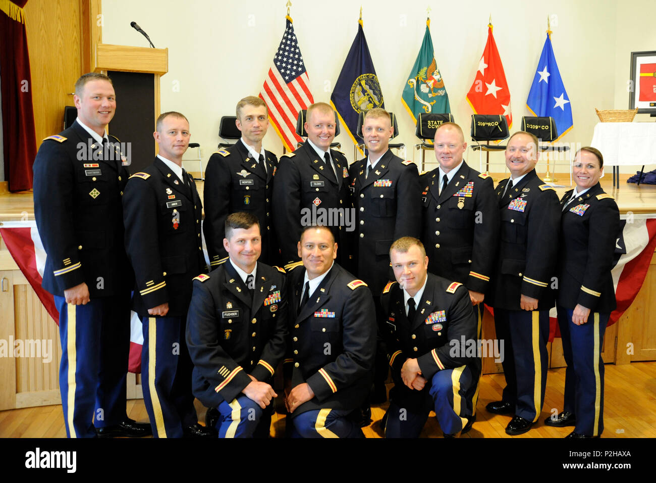 Six newly commissioned Nebraska National Guard Warrant Officers pose