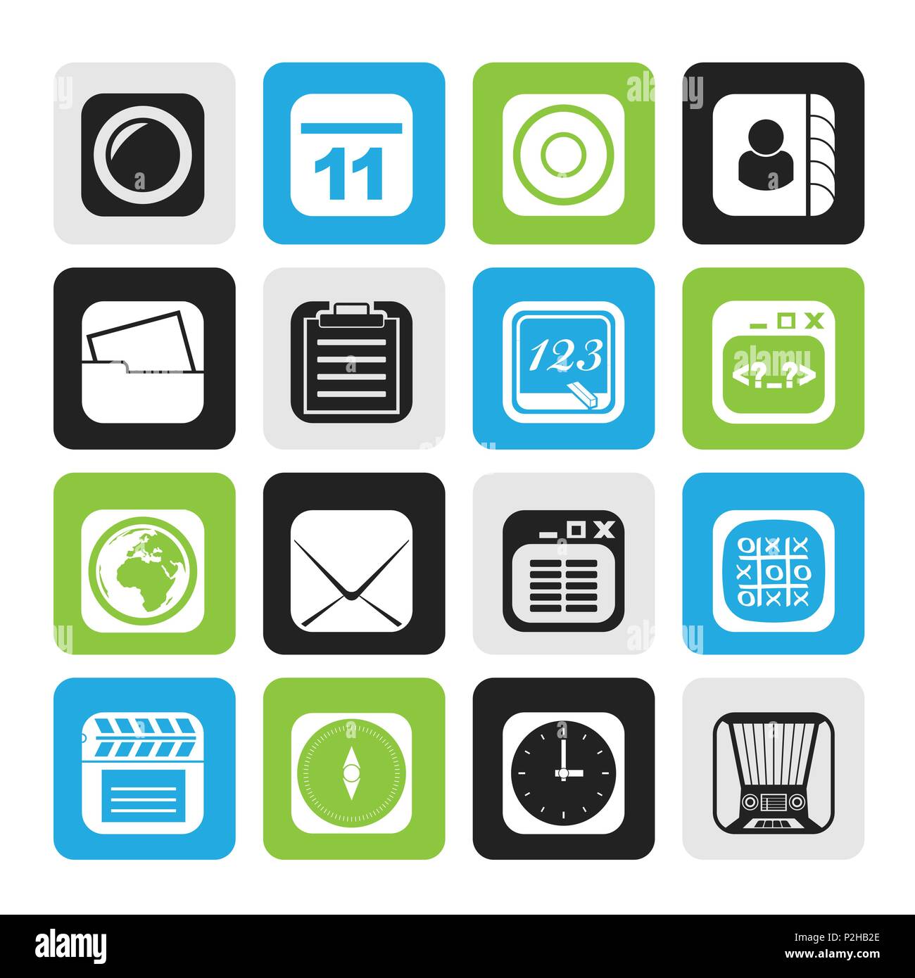 Silhouette Mobile Phone and communication icons - vector icon set Stock ...