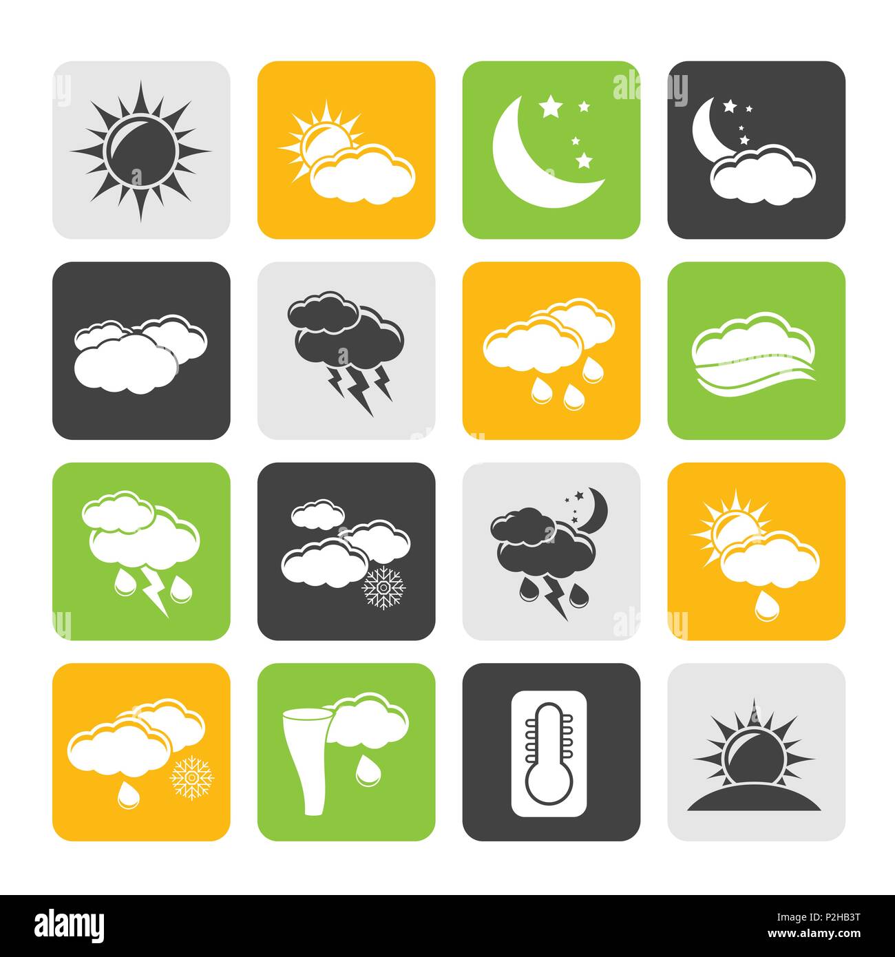 Silhouette Weather and meteorology icons - vector icon set Stock Vector ...