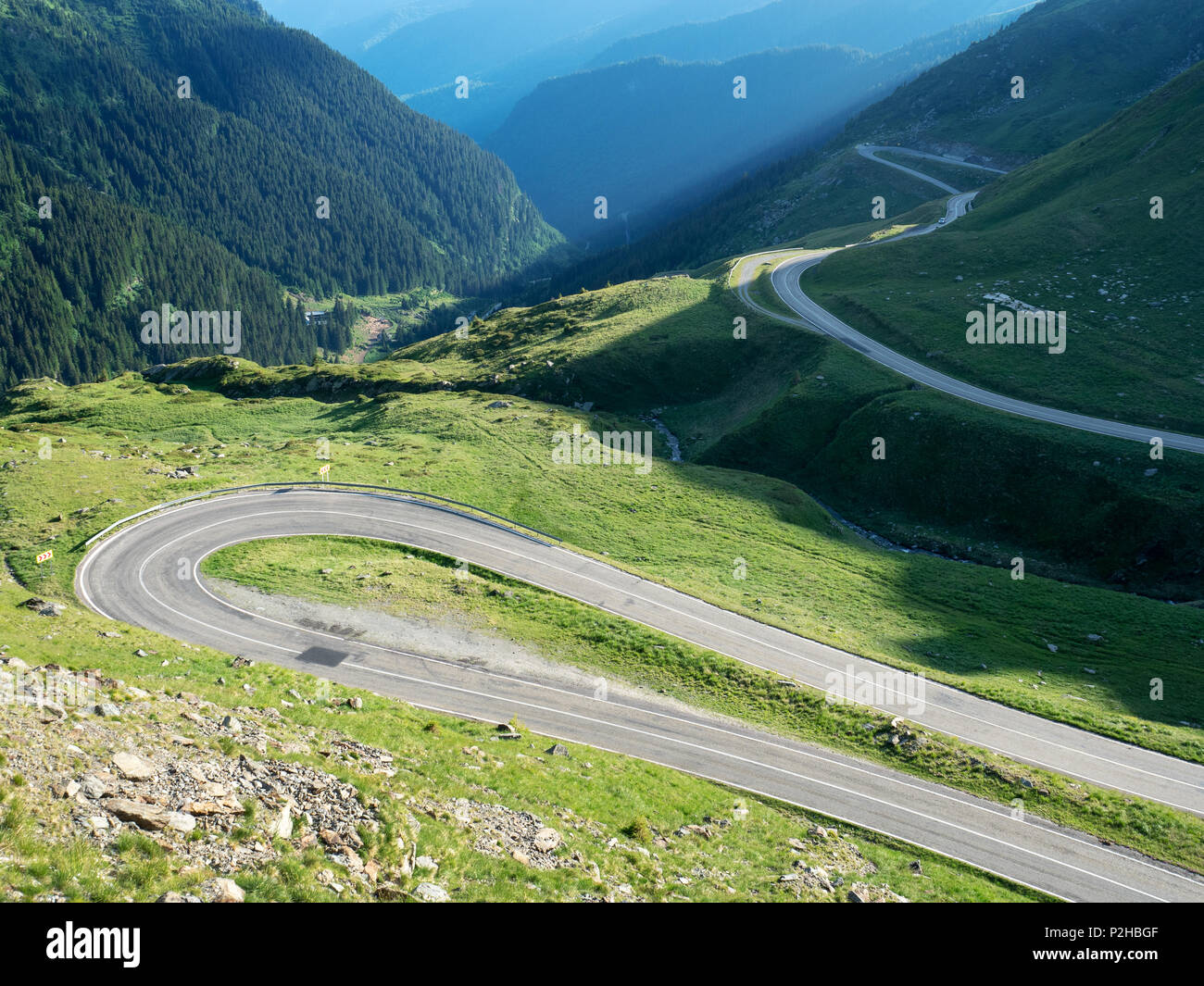 The Transfagarasan is a mountain road crossing Carpathian Mountains, Romania Stock Photo