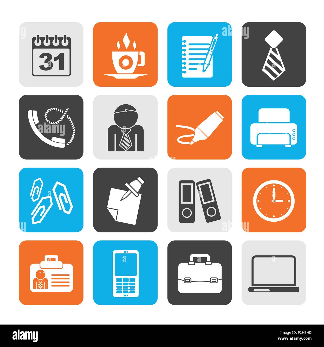 Silhouette Business and office icons - vector icon set Stock Vector ...