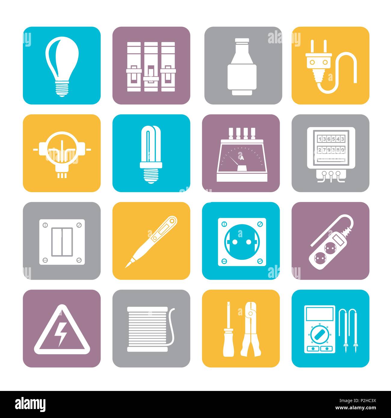 Silhouette Electrical devices and equipment icons - vector icon set Stock Vector