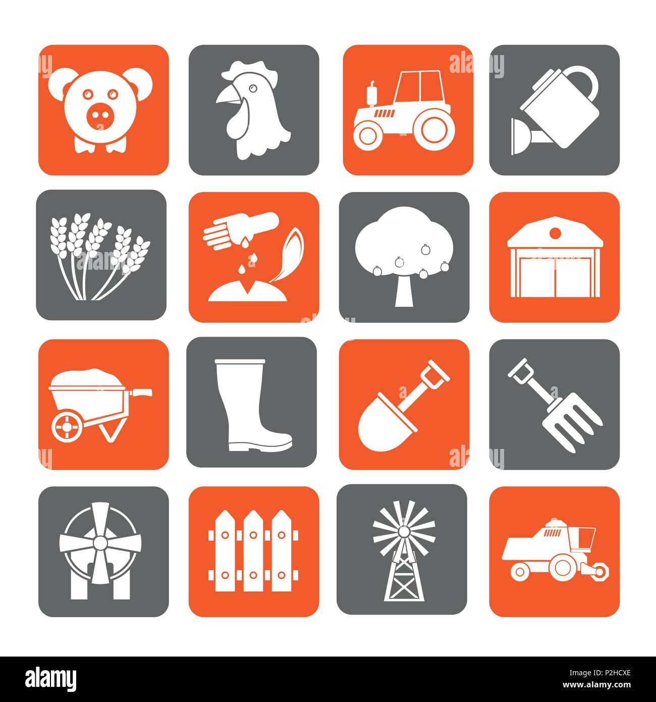 Silhouette Agriculture and farming icons - vector icon set Stock Vector ...