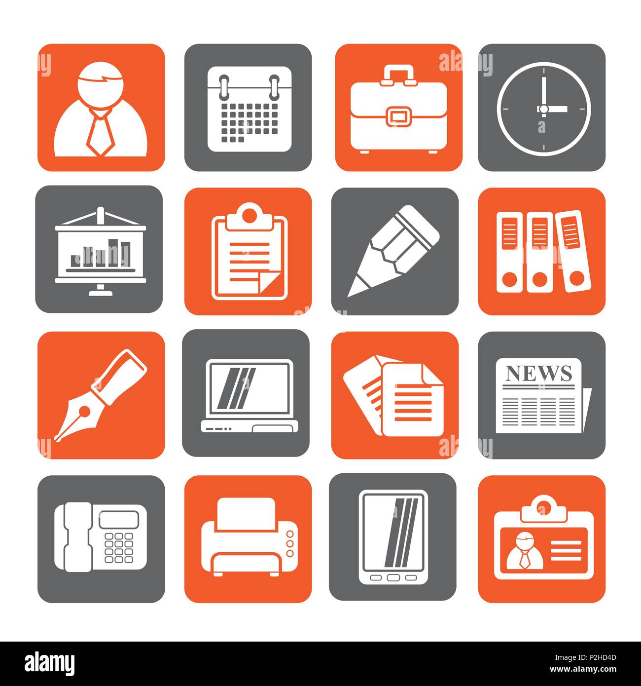 Silhouette Business and Office Icons - vector icon set Stock Vector ...