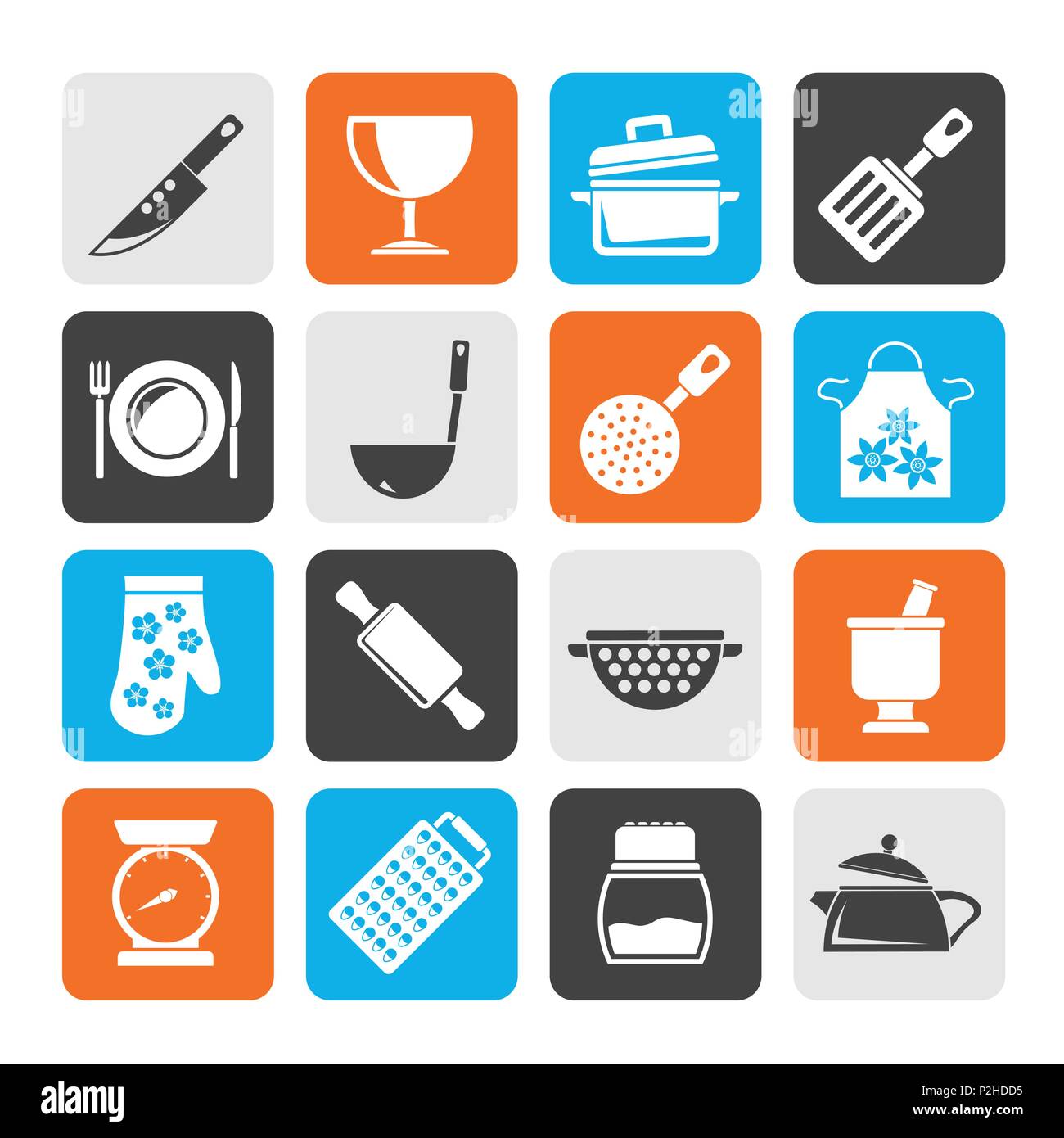 Silhouette Cooking Equipment Icons - vector icon set Stock Vector Image ...