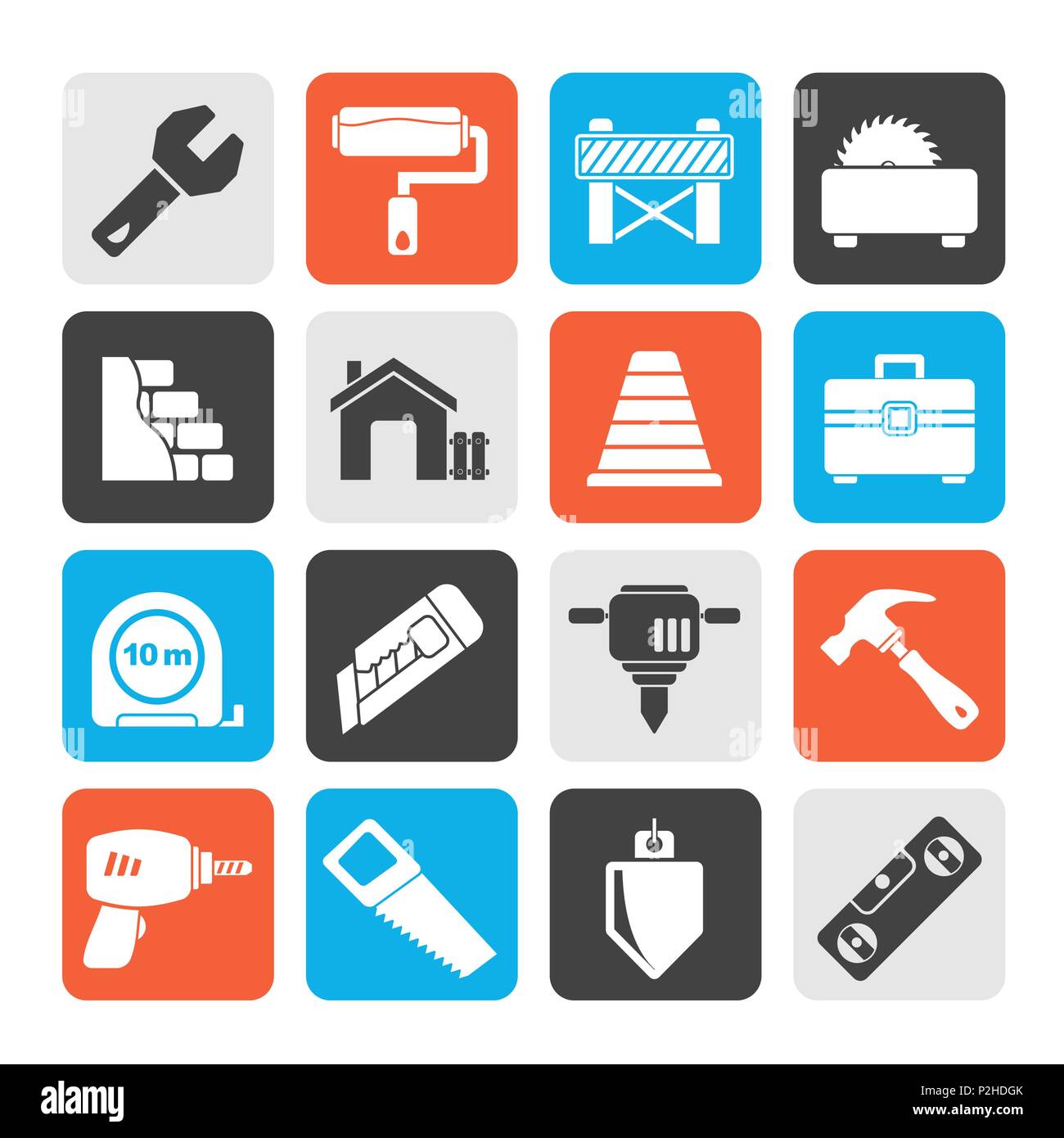 Silhouette Building and construction icons - vector icon set Stock ...