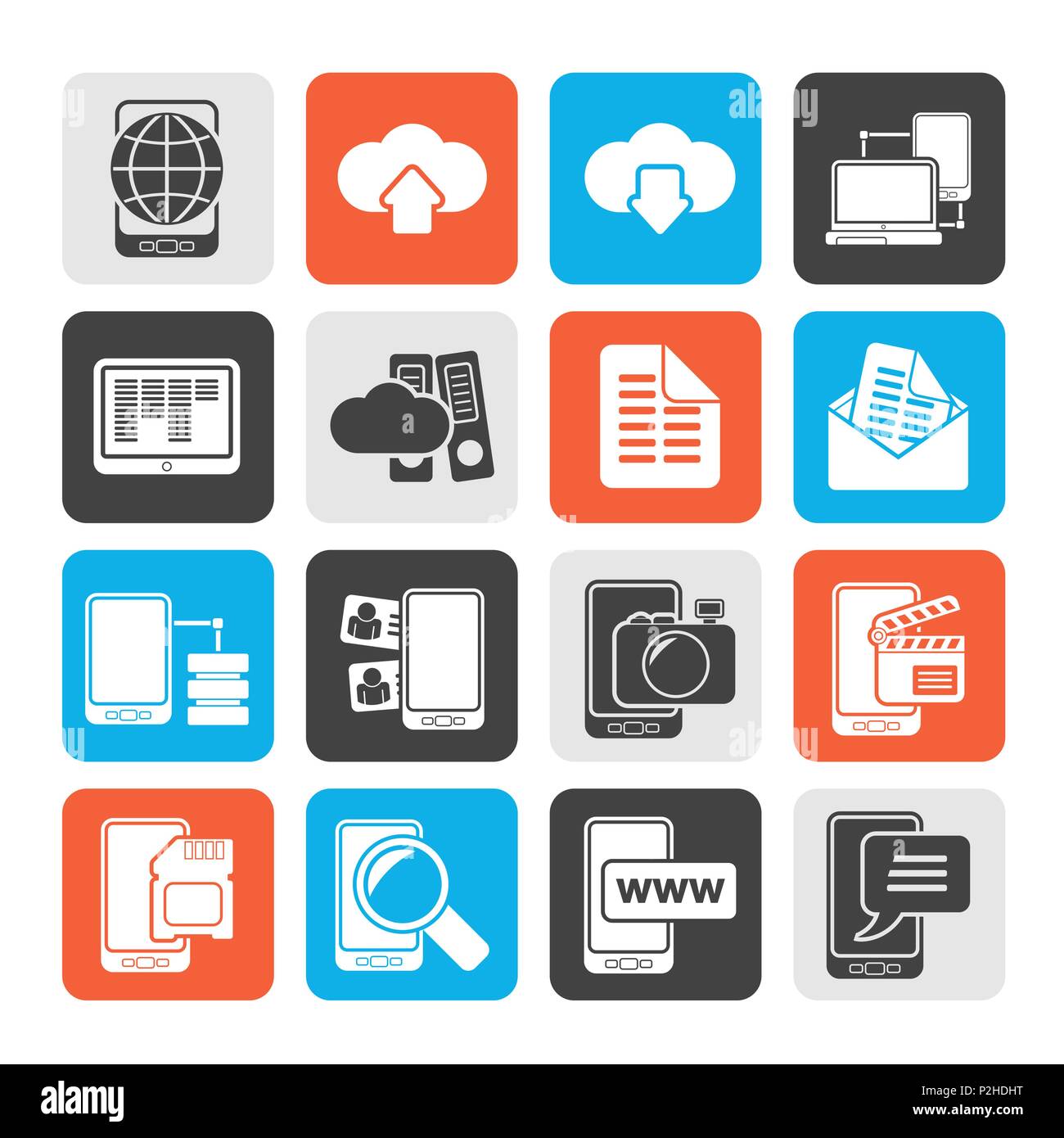Silhouette Connection, communication and mobile phone icons - vector ...