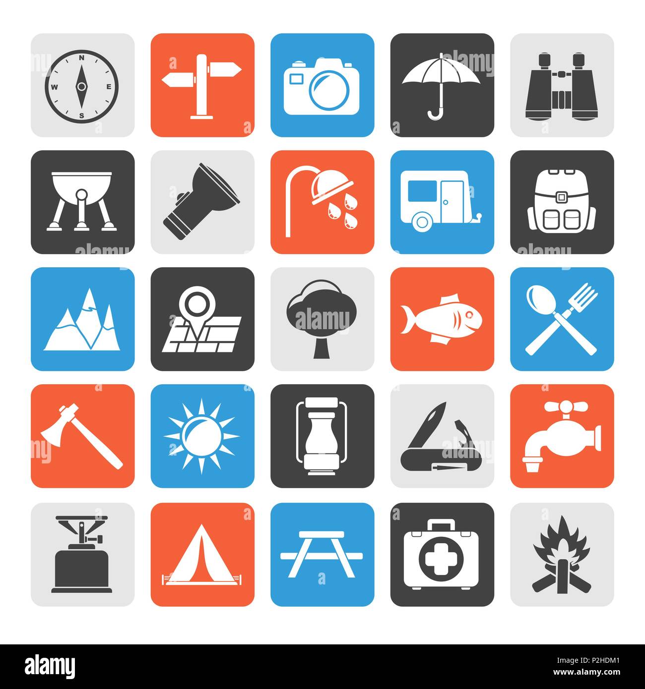 Silhouette Camping and tourism icons - vector icon set Stock Vector ...