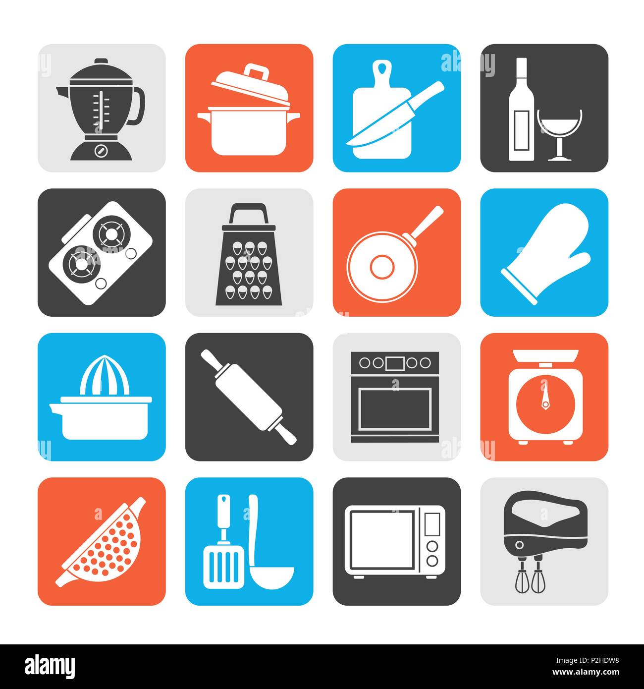 Silhouette cooking tools icons - vector icon set Stock Vector Image ...