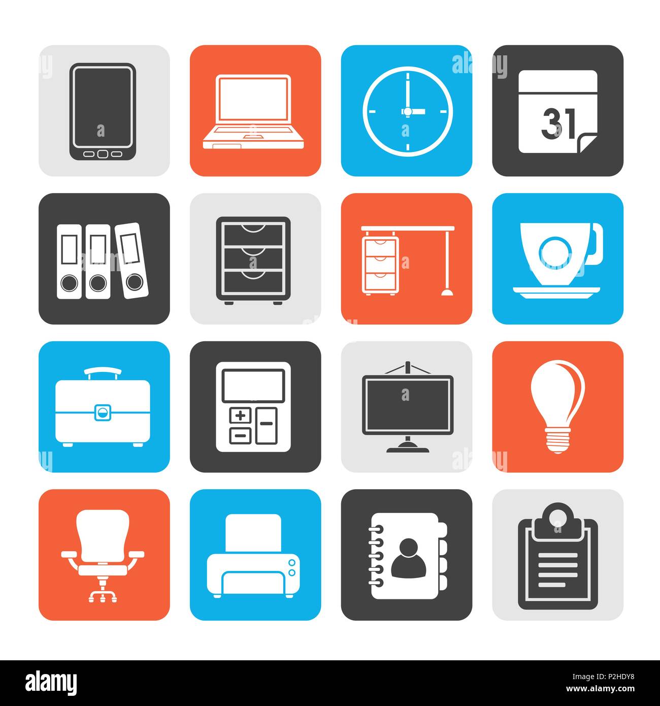 Silhouette Business and office Icons -vector icon set Stock Vector ...