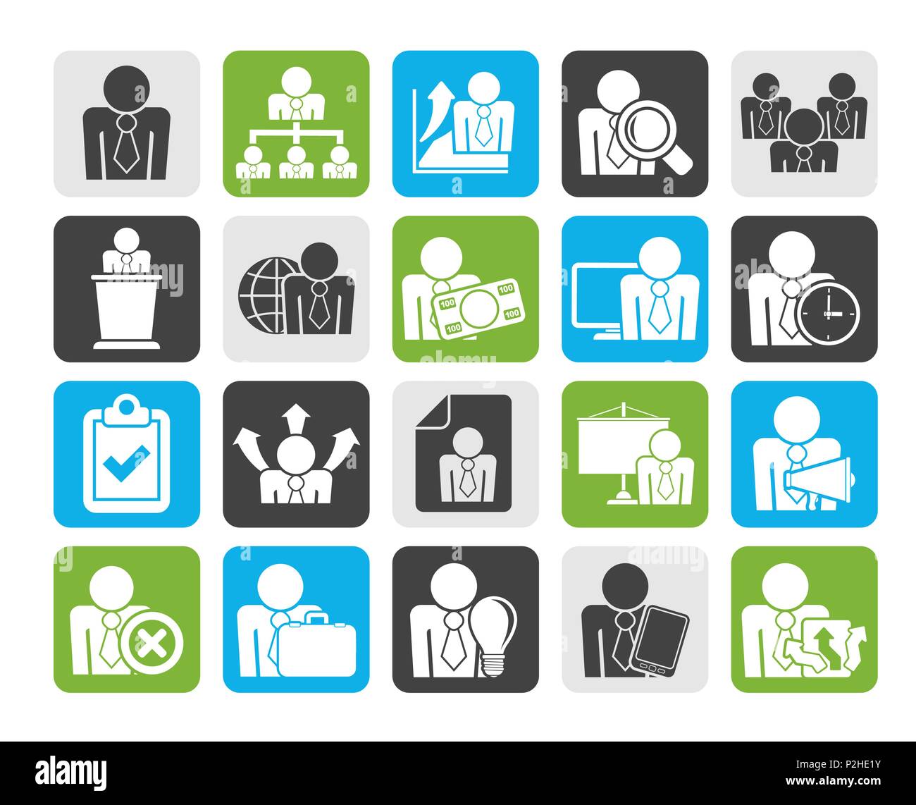 Silhouette human resource and business icons - vector icon set Stock ...