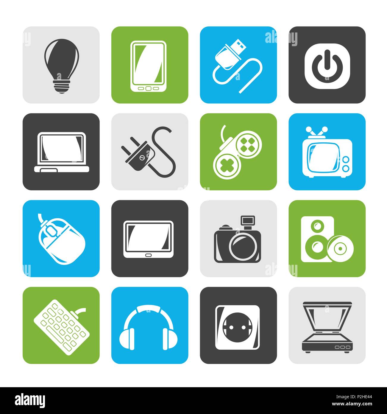 Silhouette Electronic Devices objects icons - vector icon set Stock Vector