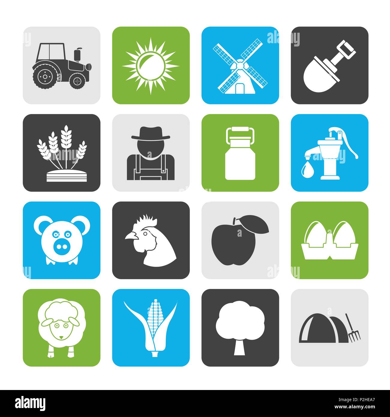Silhouette Agriculture and farming icons - vector icon set Stock Vector ...