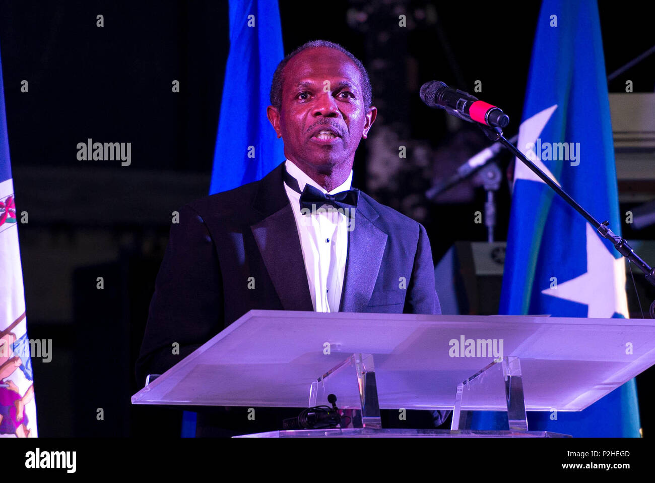 Donny Tuck, Hampton mayor, speaks at the 100-year Gala celebration at the Hampton Roads Convention Center in Hampton, Va., Sept. 17, 2016. In 1916, the National Advisory Committee for Aeronautics established Langley Field as a joint airfield for U.S. Army, U.S. Navy and NACA aircraft. (U.S. Air Force photo by Airman 1st Class Derrick Seifert) Stock Photo