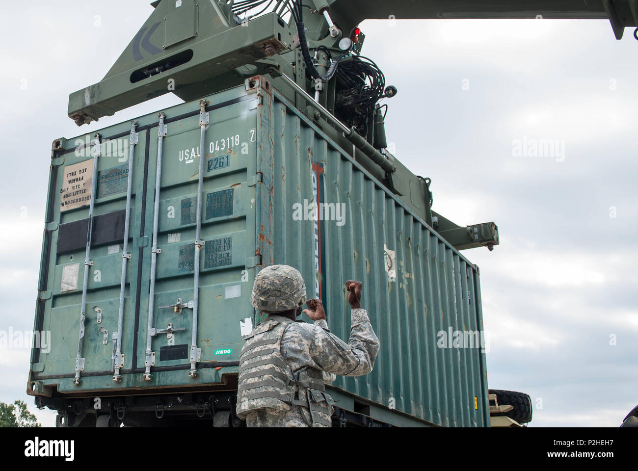 A U.S. Army Soldier, assigned to the 56th Transportation Battalion