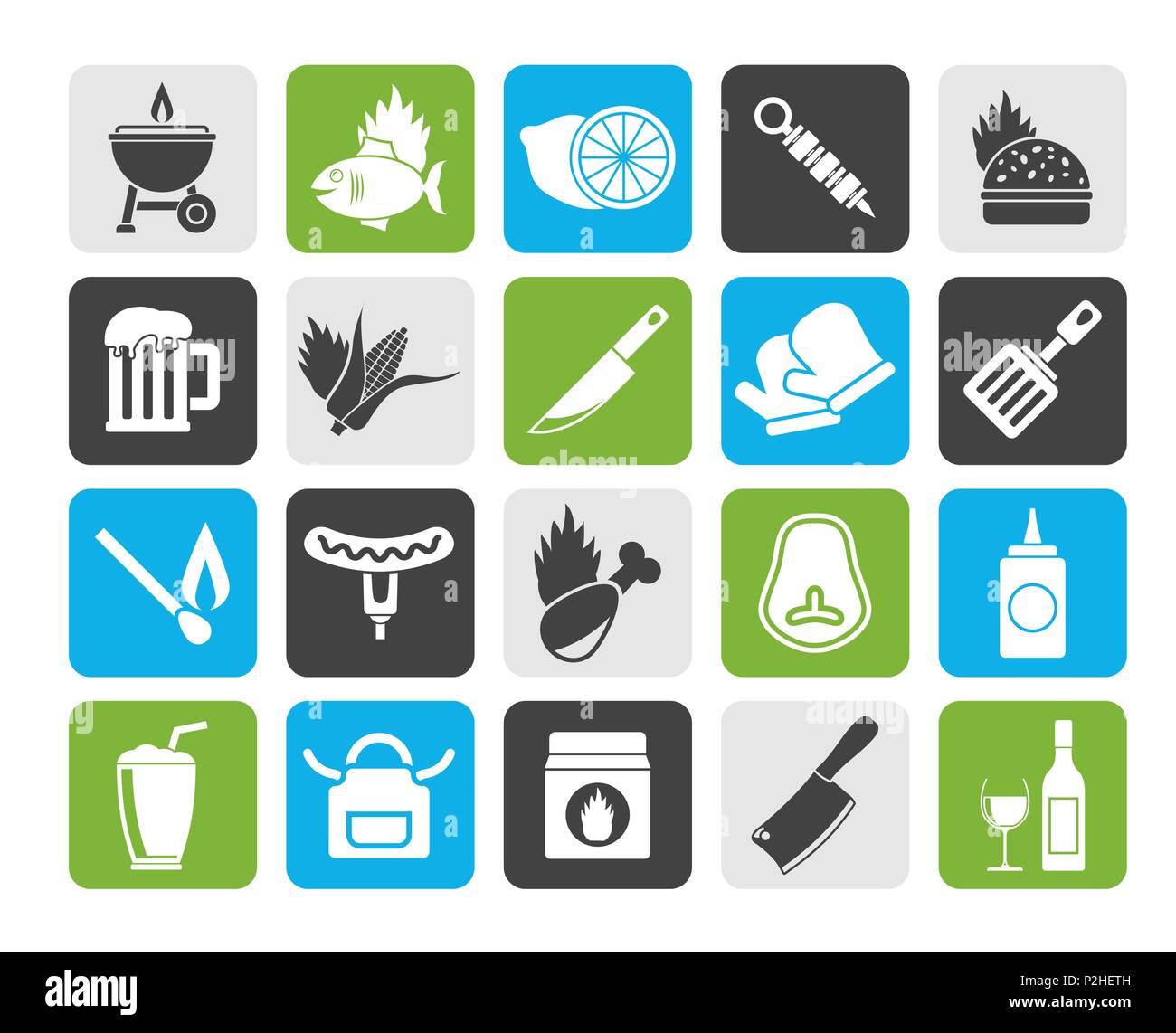 Silhouette Grill and Barbecue Icons - vector icon set Stock Vector ...