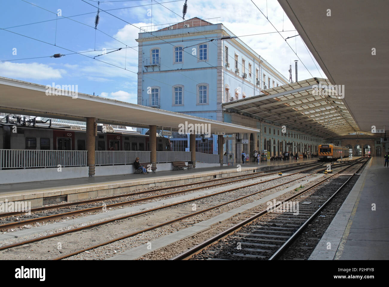 The interior of the Santa Apolónia train station in the Portuguese capital, Lisbon. Stock Photo