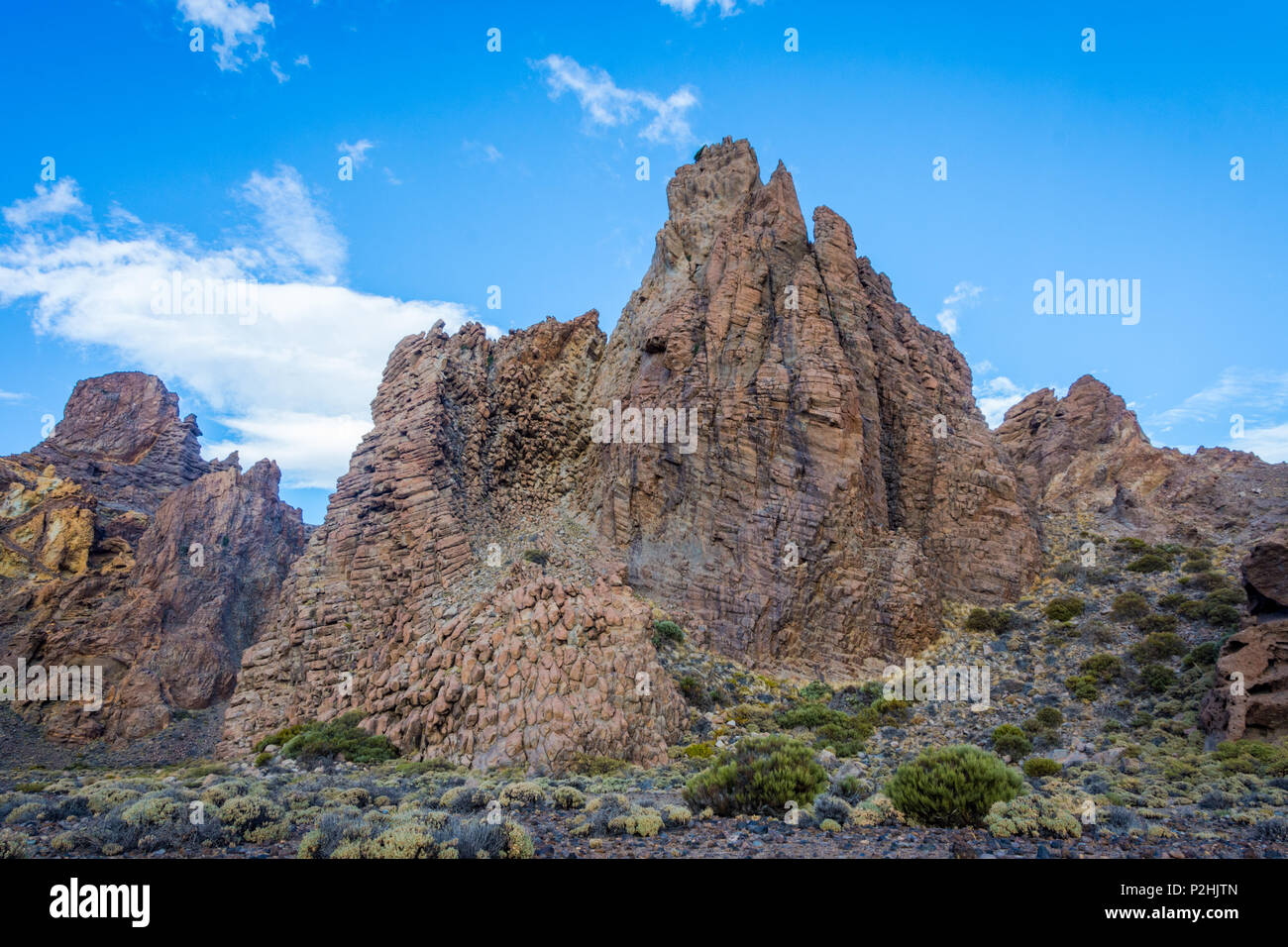 Unique formation of 'the cathedral' rock at Teide, Tenerife, Canary island Stock Photo