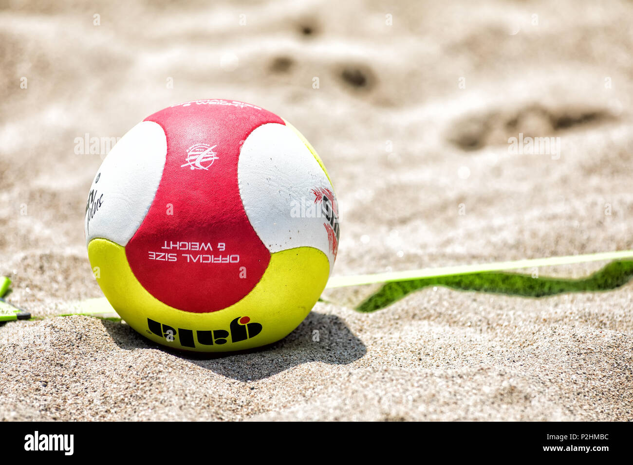 Thessaloniki - Greece June 8, 2018: Close-up the beach volley ball during  the Hellenic championship Beach Volley Masters 2018 at Aristotelous square  Stock Photo - Alamy