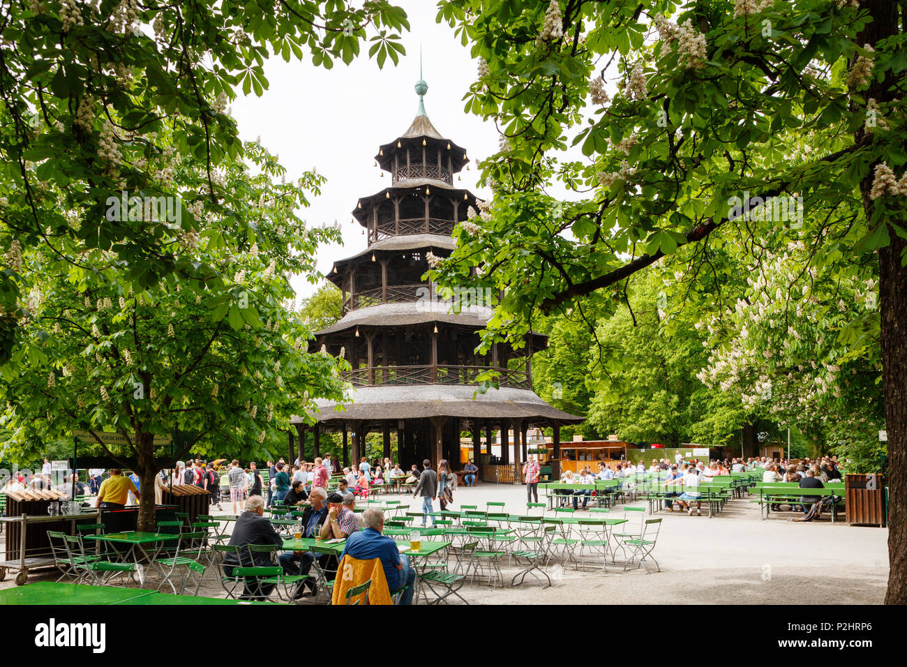 The chinese tower in the english garden munich hires stock photography