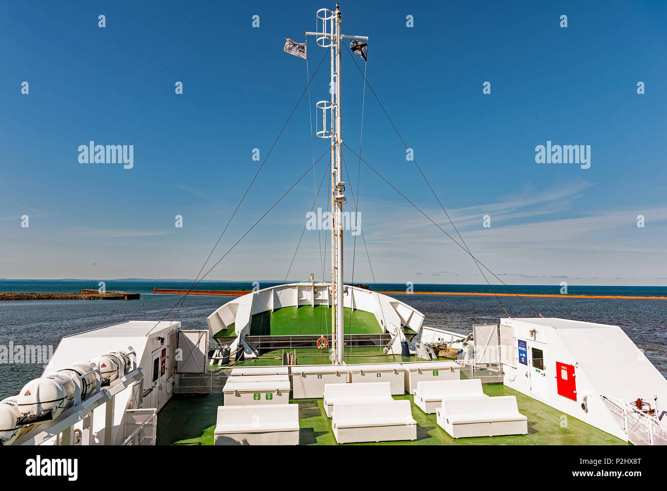 Bridge and bow of the Woods Island ferry, Confederation, in P.E.I., Canada. Stock Photo