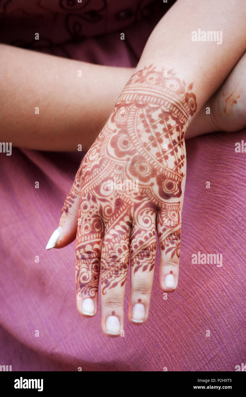 Woman Henna Decorations Stock Photo