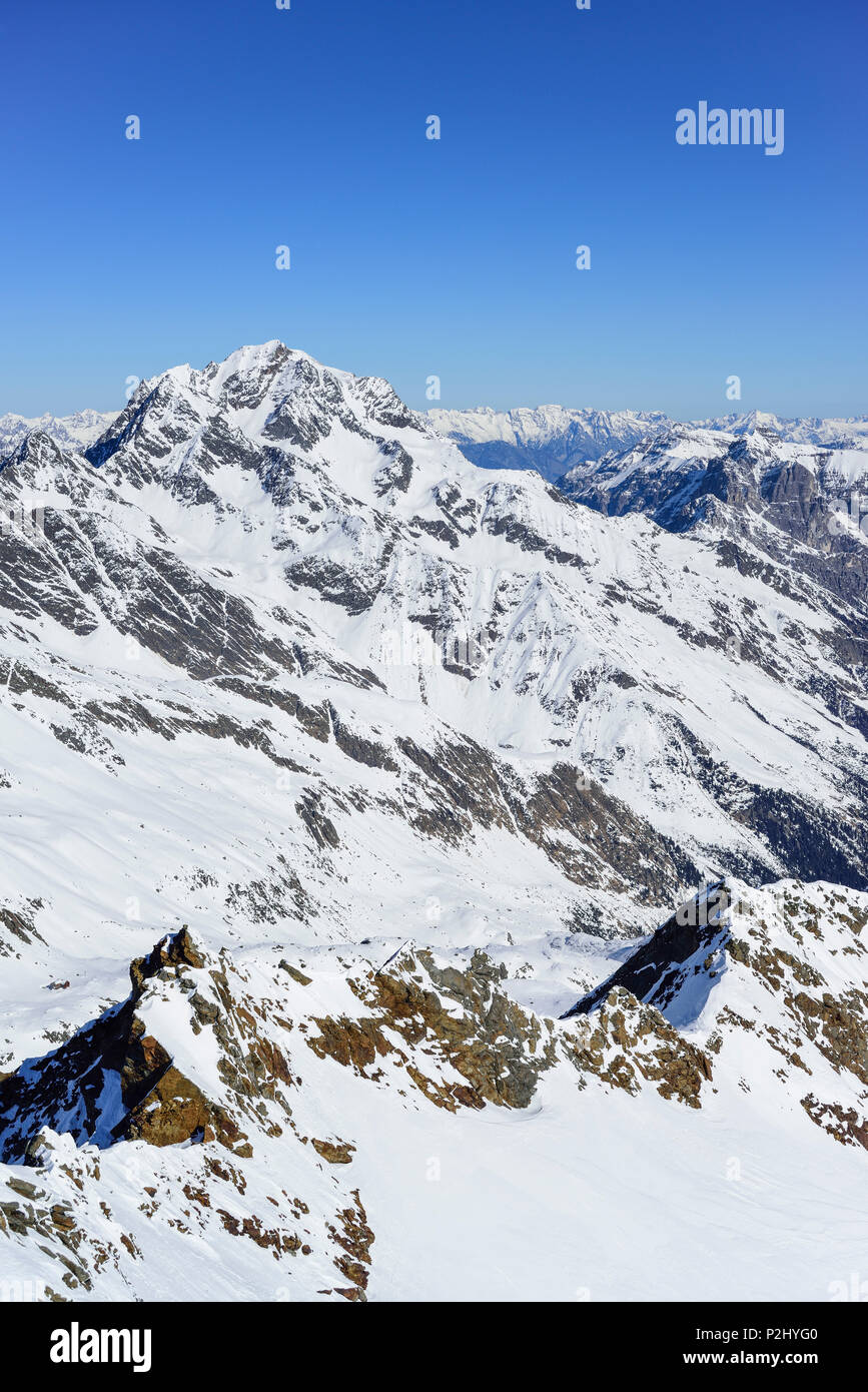Habicht from Schneespitze, Schneespitze, valley of Pflersch, Stubai Alps, South Tyrol, Italy Stock Photo