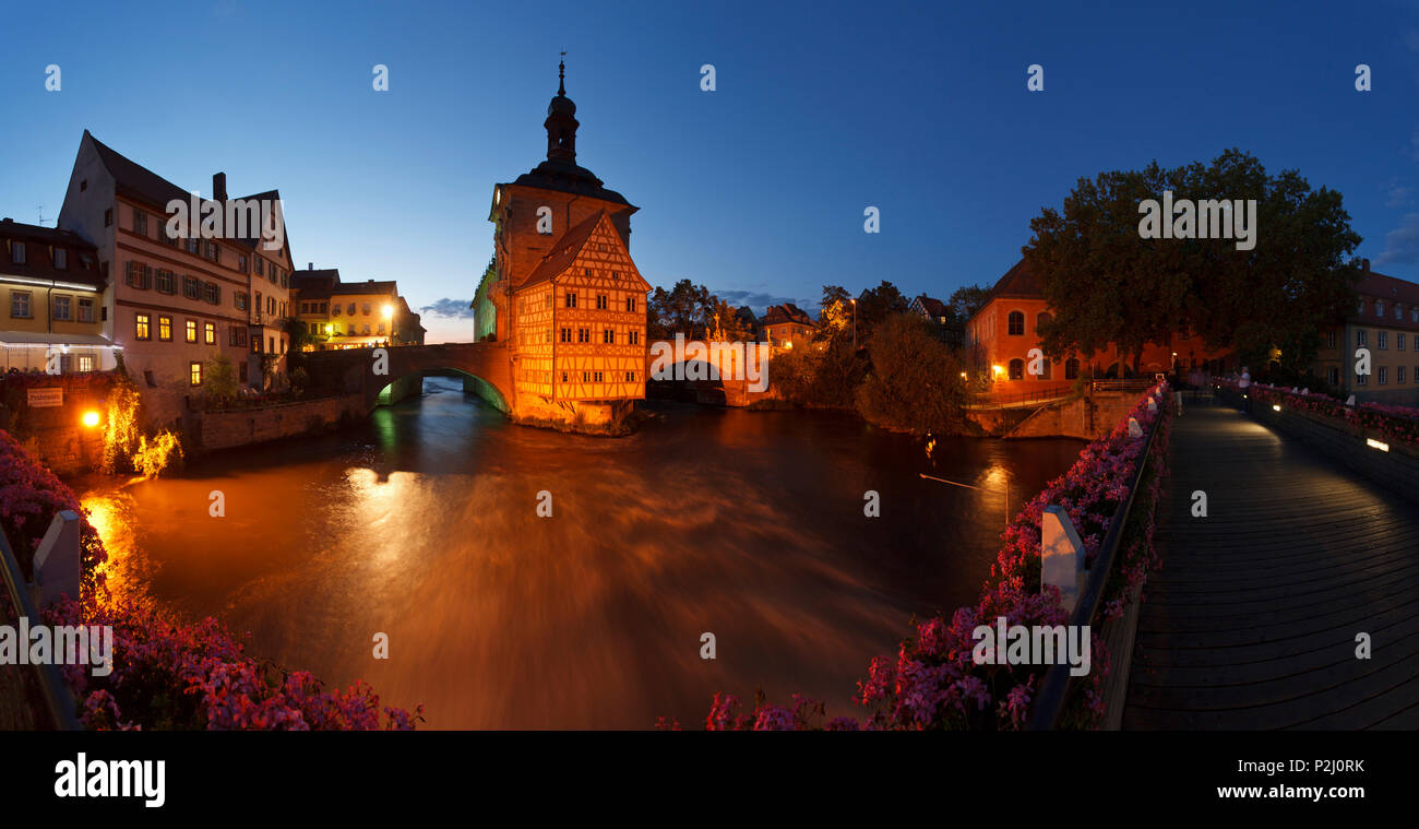 City Hall in Bamberg, 15th century, historic city center, UNESCO world heritage site, Regnitz river, Bamberg, Upper Franconia, B Stock Photo