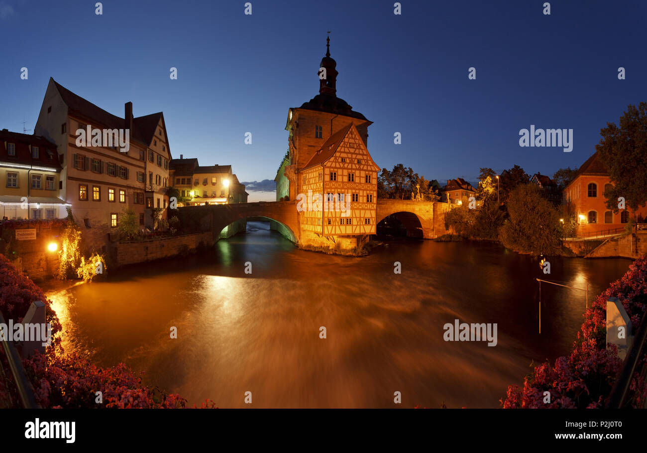 City Hall in Bamberg, 15th century, historic city center, UNESCO world heritage site, Regnitz river, Bamberg, Upper Franconia, B Stock Photo