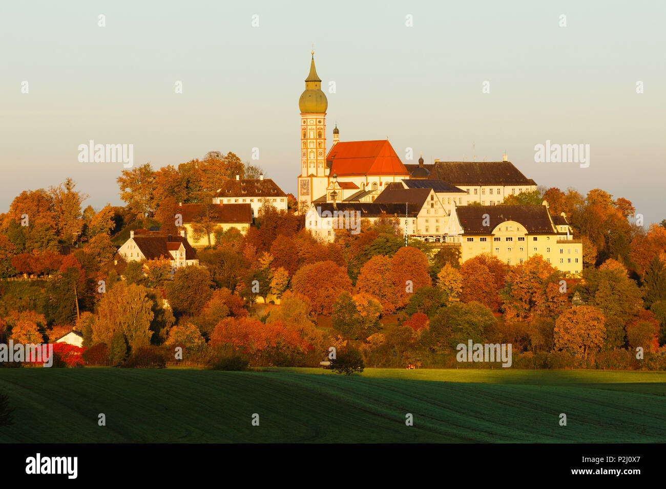 Andechs monastery, Benedictine Monastery, heiliger Berg, Autumn, Starnberg five lakes region, Starnberg, Bavarian alpine forelan Stock Photo