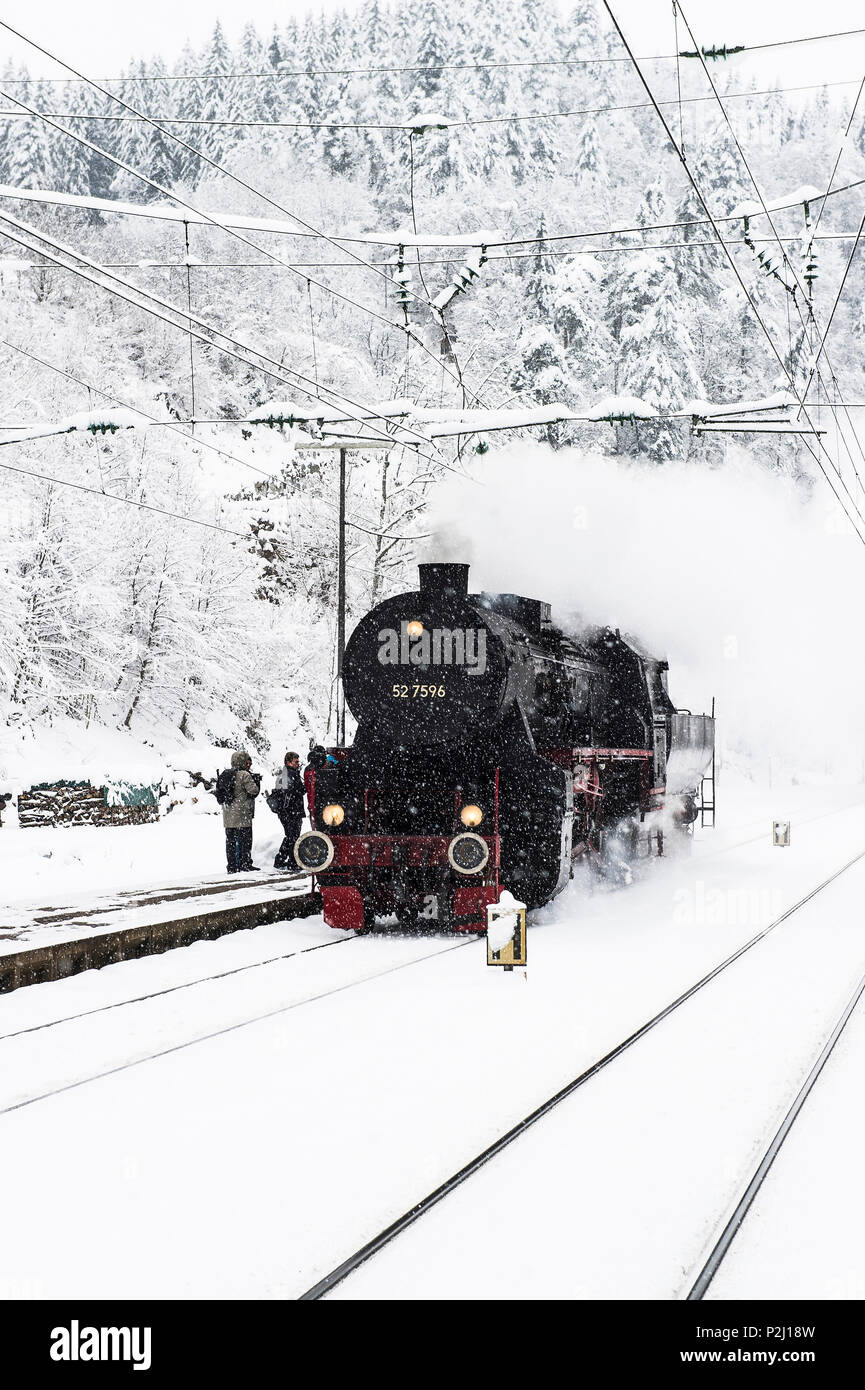 historic steam engine, Triberg, Black Forest, Baden-Wuerttemberg, Germany Stock Photo