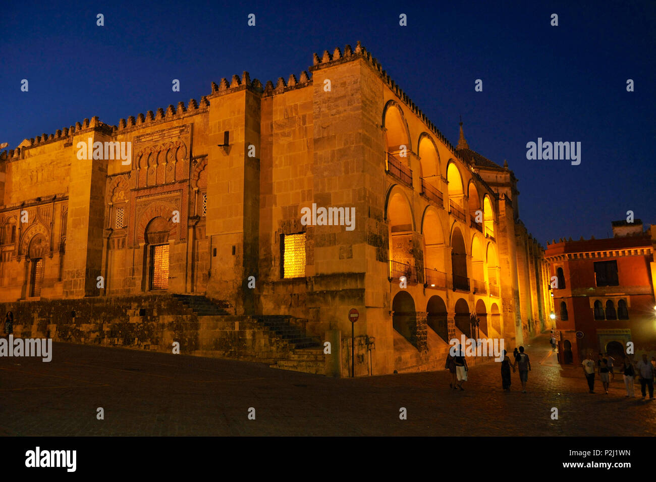 Outside view of the Mezquita in the evening, Cordoba, Andalusia, Spain Stock Photo
