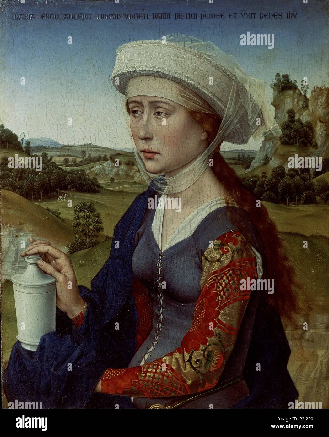 MARIA - LA MAGDALENA - SIGLO XV. Author: Rogier van der Weyden (c. 1399-1464). Location: LOUVRE MUSEUM-PAINTINGS, FRANCE. Stock Photo